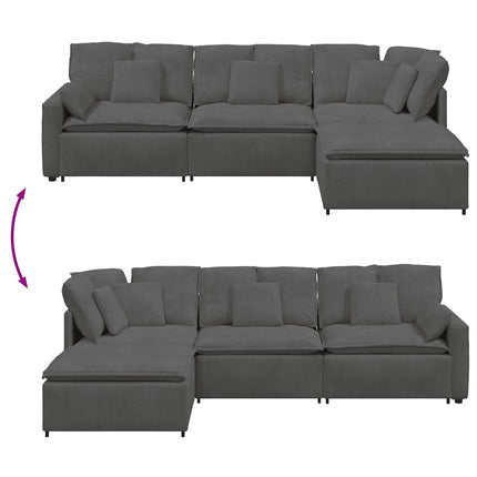 Modulsoffa med fotpall&dynor manchestertyg mörkgrå