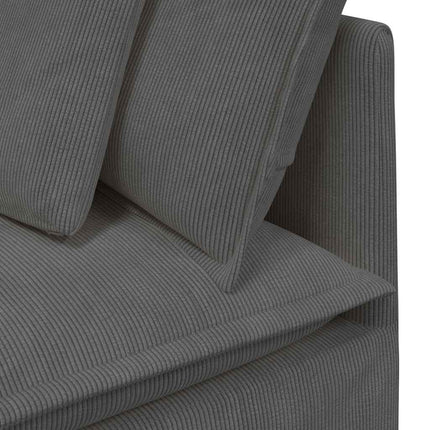 Modulsoffa med fotpall&dynor manchestertyg mörkgrå
