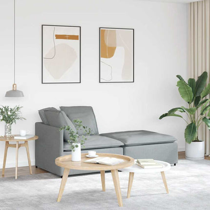Modulsoffa med fotpall och dynor i tyg ljusgrå