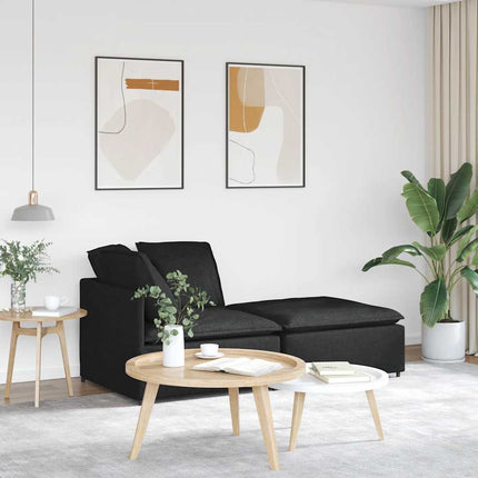 Modulsoffa med fotpall och dynor svart