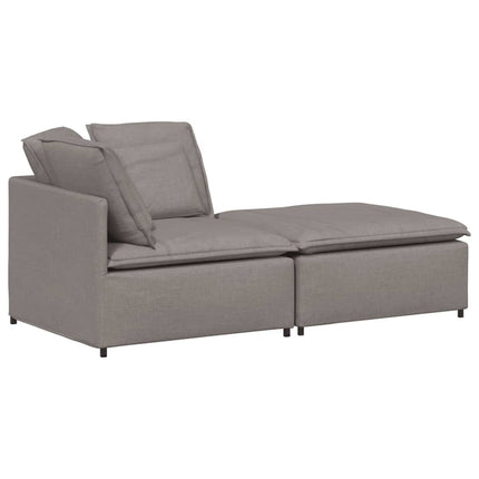 Modulsoffa med fotpall och dynor i taupe
