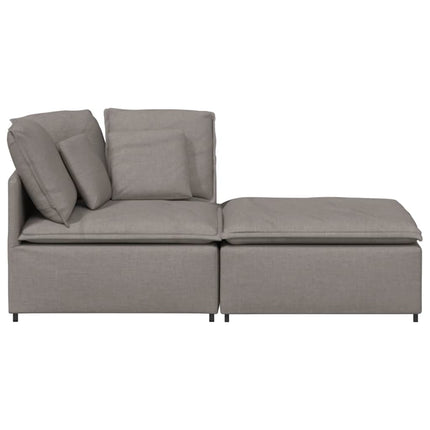 Modulsoffa med fotpall och dynor i taupe