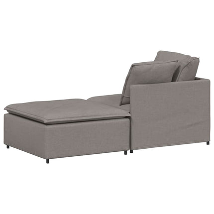 Modulsoffa med fotpall och dynor i taupe