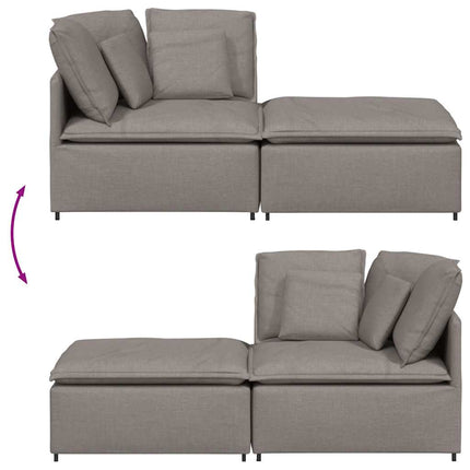Modulsoffa med fotpall och dynor i taupe