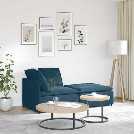 Modulsoffa med fotpall och dynor sammetsblå