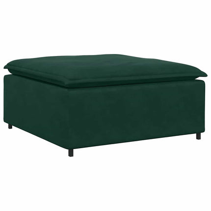 Modulsoffa med fotpall och dynor sammet mörkgrön