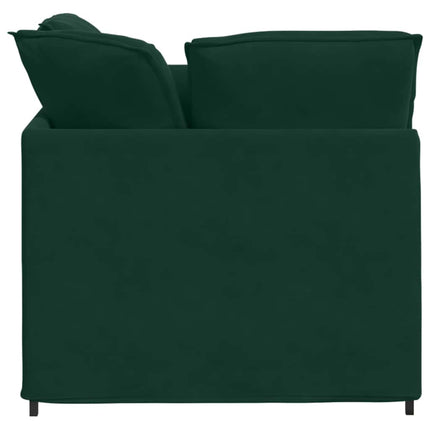 Modulsoffa med fotpall och dynor sammet mörkgrön