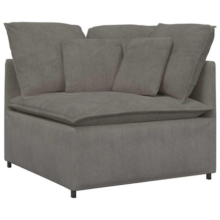 Modulsoffa med fotpall&dynor manchestertyg ljusgrå