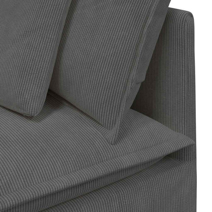 Modulsoffa med fotpall&dynor manchestertyg mörkgrå