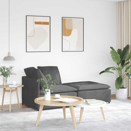 Modulsoffa med fotpall&dynor manchestertyg mörkgrå