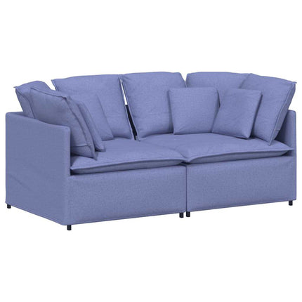 Modulsoffa med kuddar tyg jeans blå