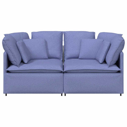 Modulsoffa med kuddar tyg jeans blå