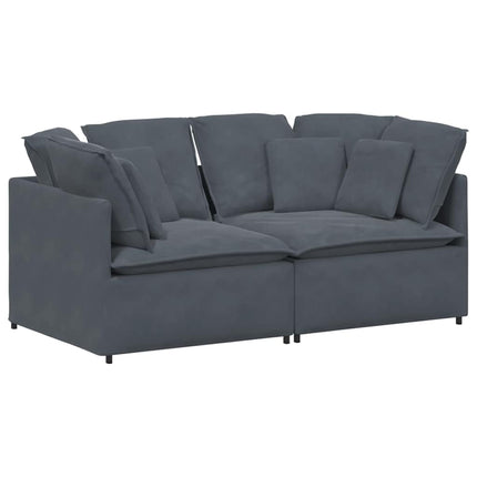 Modulsoffa med dynor sammet mörkgrå