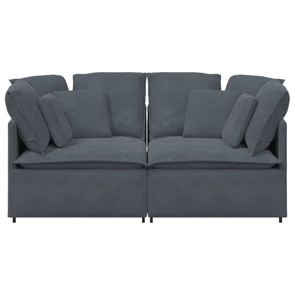 Modulsoffa med dynor sammet mörkgrå