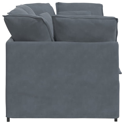 Modulsoffa med dynor sammet mörkgrå