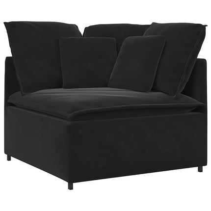 Modulsoffa med kuddar sammet svart