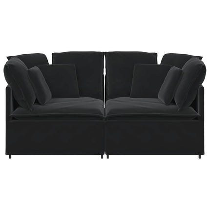 Modulsoffa med kuddar sammet svart