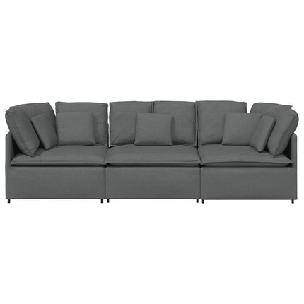 Modulsoffa med dynor i tyg mörkgrå