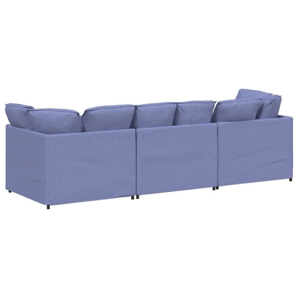 Modulsoffa med kuddar tyg jeans blå