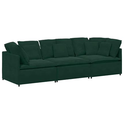 Modulsoffa med dynor sammet mörkgrön