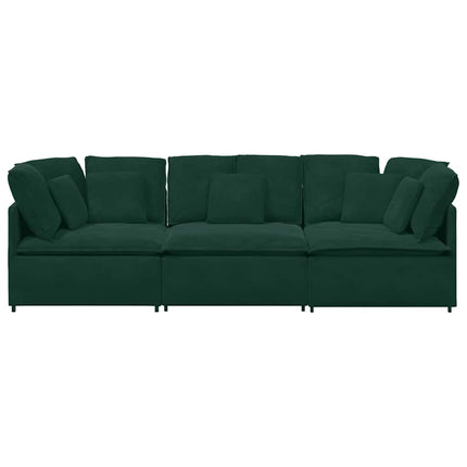 Modulsoffa med dynor sammet mörkgrön