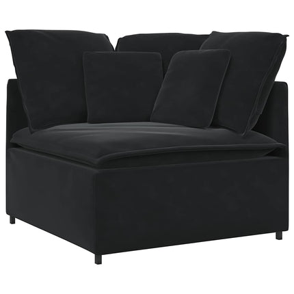 Modulsoffa med kuddar sammet svart