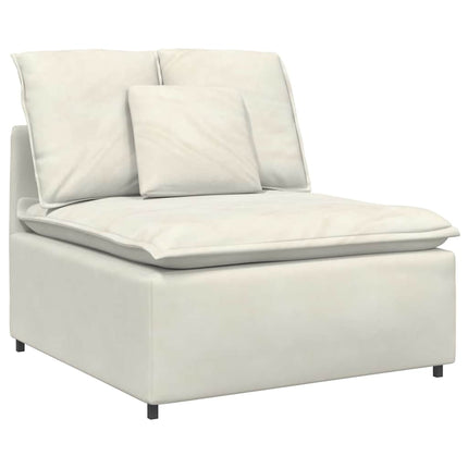 Modulsoffa med kuddar sammetskräm