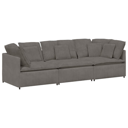Modulsoffa med dynor manchestertyg ljusgrå