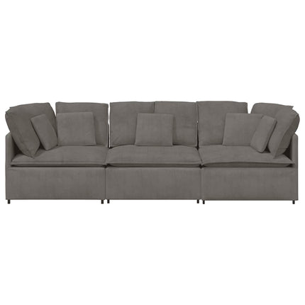 Modulsoffa med dynor manchestertyg ljusgrå