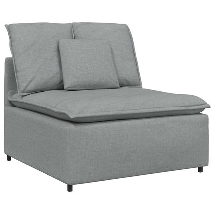 Modulsoffa med fotpall och dynor i tyg ljusgrå