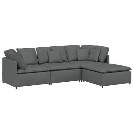 Modulsoffa med fotpall och dynor mörkgrå