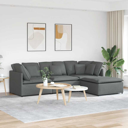 Modulsoffa med fotpall och dynor mörkgrå