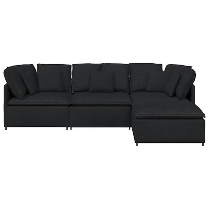 Modulsoffa med fotpall och dynor svart