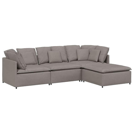 Modulsoffa med fotpall och dynor i taupe