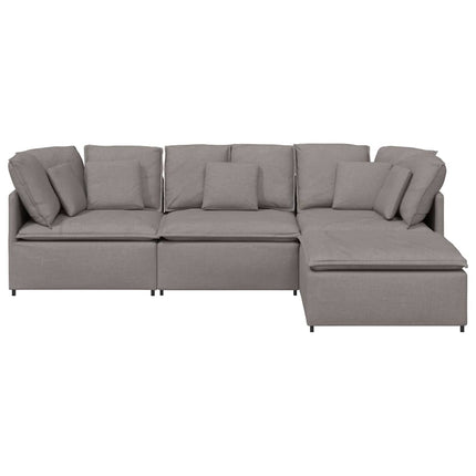 Modulsoffa med fotpall och dynor i taupe