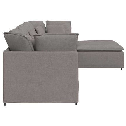 Modulsoffa med fotpall och dynor i taupe