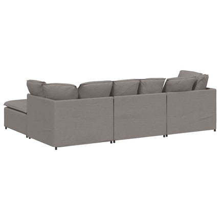 Modulsoffa med fotpall och dynor i taupe
