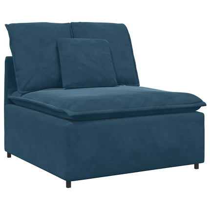 Modulsoffa med fotpall och dynor sammetsblå