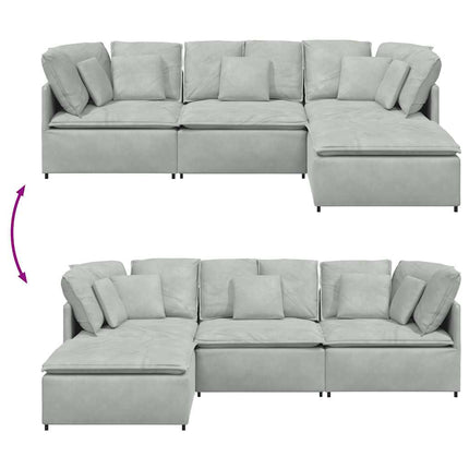 Modulsoffa Med Fotpall Och Dynor Sammet