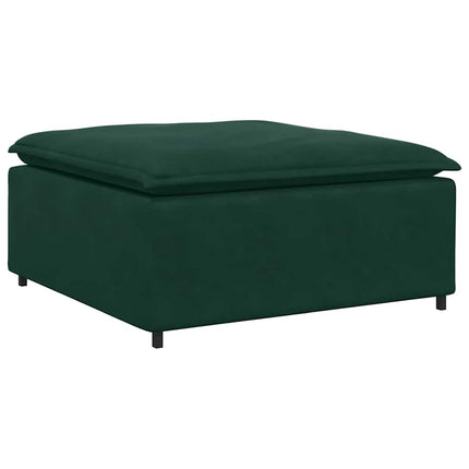 Modulsoffa med fotpall och dynor sammet mörkgrön