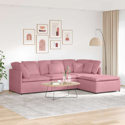 Modulsoffa Med Fotpall Och Dynor Sammet