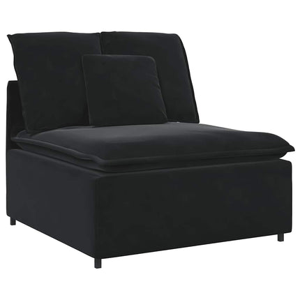 Modulsoffa med fotpall och dynor sammet svart