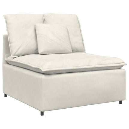 Modulsoffa med fotpall och dynor sammetskräm