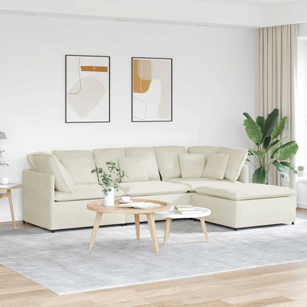 Modulsoffa Med Fotpall Och Dynor Sammet