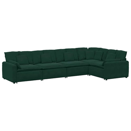 Modulsoffa med dynor sammet mörkgrön