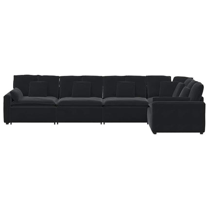 Modulsoffa med kuddar sammet svart