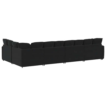 Modulsoffa med kuddar sammet svart