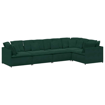 Modulsoffa med dynor sammet mörkgrön