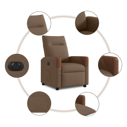 Elektrisk reclinerfåtölj Brun tyg
