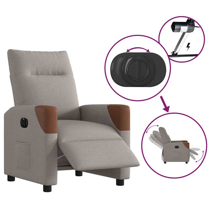 Elektrisk reclinerfåtölj taupe tyg